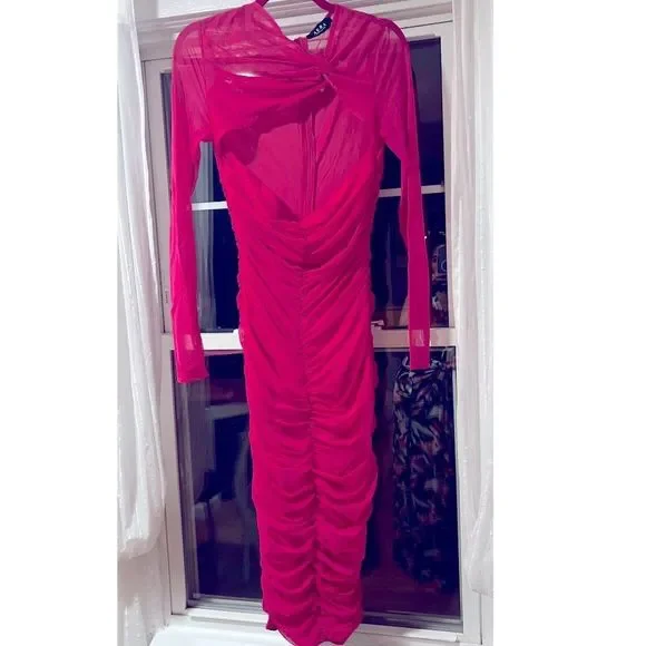Akira Hot Girl Ruched Midi Dress Nwt Sz M | Color: Pink | Size: M | Pm-29353343's Closet Akira Hot Girl Ruched Midi Dress Nwt Sz M | Color: Pink | Size: M | Pm-29353343's Closet